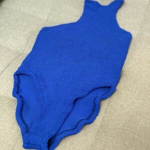 Hunza G Royal Blue Polly One Piece Halter Neck Swimsuit